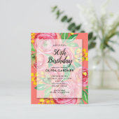 Budget Aquarell Blumengeburtstag Einladungen (Stehend Vorderseite)