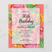 Budget Aquarell Blumengeburtstag Einladungen (Vorderseite)