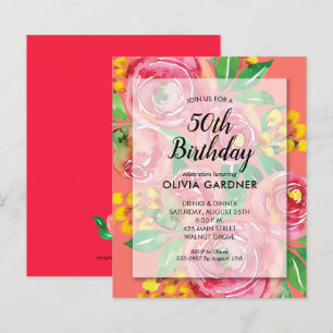 Budget Aquarell Blumengeburtstag Einladungen