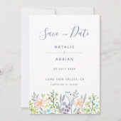 Budget Aquarell Blumenlandschaft rustikal Save The Date (Vorderseite)