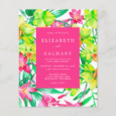 Budget Aquarell Blumenrosa Einladung (Vorderseite)