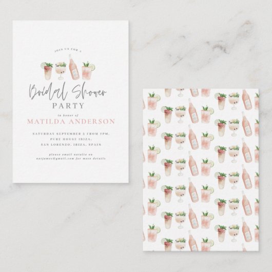 Budget Aquarell Brautparty Party Einladung (Vorne/Hinten)