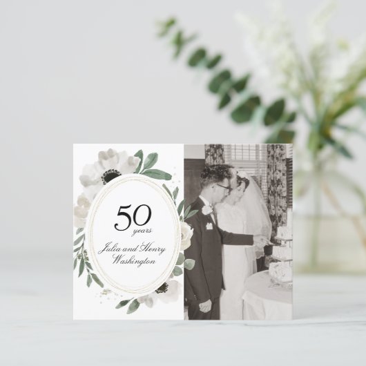 Budget Aquarell Floral Gold 50 Jahre alt (Stehend Vorderseite)