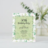 Budget Aquarell Grüne Geburtstagsfeier Einladung (Stehend Vorderseite)