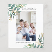 Budget Aquarell Grüne Weihnachtsfotokarte (Vorderseite)