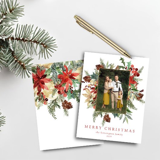 Budget Aquarell Pine Gold Weihnachtsfest Foto