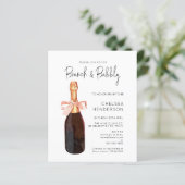 Budget Aquarell Rosa Champagner Brunch & Bubbly (Stehend Vorderseite)