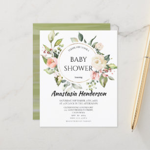 Budget/Aquarell Rose - Kinderdusche. Einladung