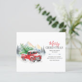 Budget Aquarell Roter LKW Frohe Weihnachten (Stehend Vorderseite)