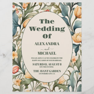 Budget Aquarell-Tulpen William Morris Hochzeit Flyer