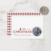 Budget Aquarell Weihnachtsbaum Couple Foto Mitteilungskarte (Vorderseite/Rückseite Beispiel)