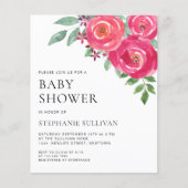 Budget Aquarellblütendusche Einladung (Vorderseite)