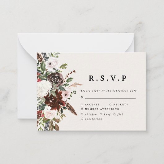 Budget Aquarellblütenhochzeit R.S.V.P RSVP Karte (Vorderseite)