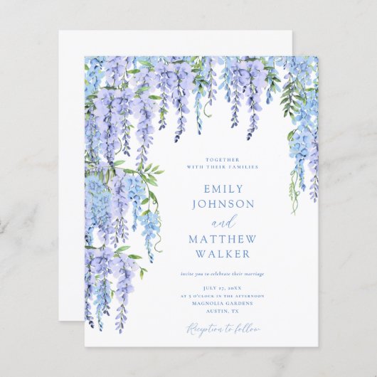 BUDGET Aquarellfarbe Dusty Blue Floral Hochzeit Ei (Vorne/Hinten)