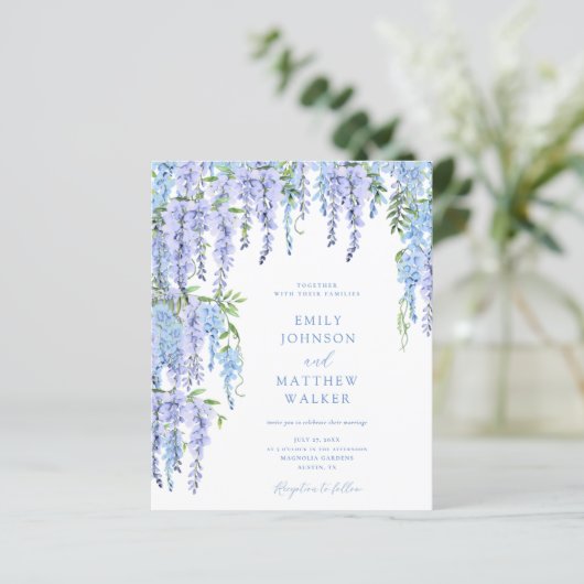 BUDGET Aquarellfarbe Dusty Blue Floral Hochzeit Ei (Stehend Vorderseite)