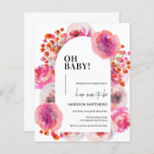 Budget Aquarellfarbe Rosa Blumenbogen Oh Babydusch (Vorne/Hinten)