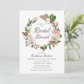 Budget Aquarellfarbe Rosa Brautparty Brunch Einladung (Stehend Vorderseite)