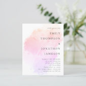 Budget Aquarellfarbe Rosa Korallenhochzeit Einladu (Stehend Vorderseite)