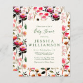 Budget Aquarellfarben Blumenrosa grüne Babydusche (Vorne/Hinten)