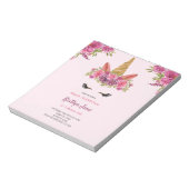 BUDGET Aquarellfarben Einhorn Rosa Einladung Notizblock (Rotiert)