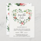 Budget Aquarellfarbene Rose Herz Save the Date (Vorne/Hinten)