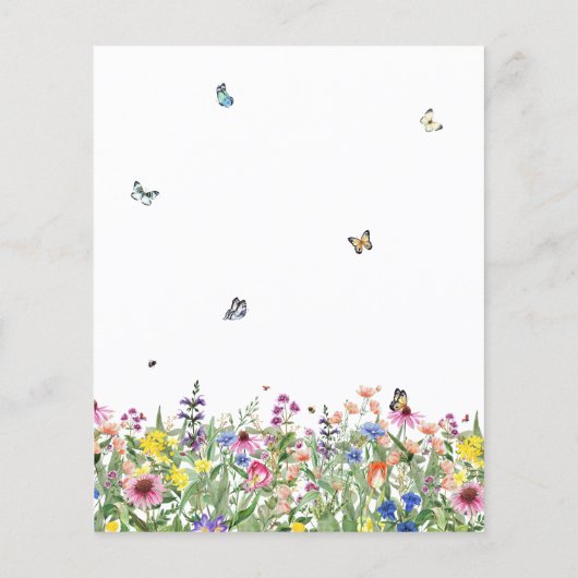 Budget Aquarellfarbenes Blumensommer Brautparty (Rückseite)