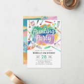 Budget Aquarellmalerei Party Geburtstag Mitteilungskarte (Vorderseite/Rückseite Beispiel)