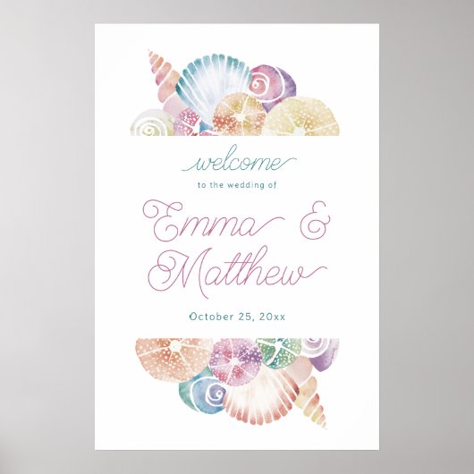 Budget AquarellmeerShell Willkommen Poster (Vorne)