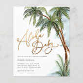 Budget Aquarellpalme Bäume Aloha Babydusche (Vorderseite)