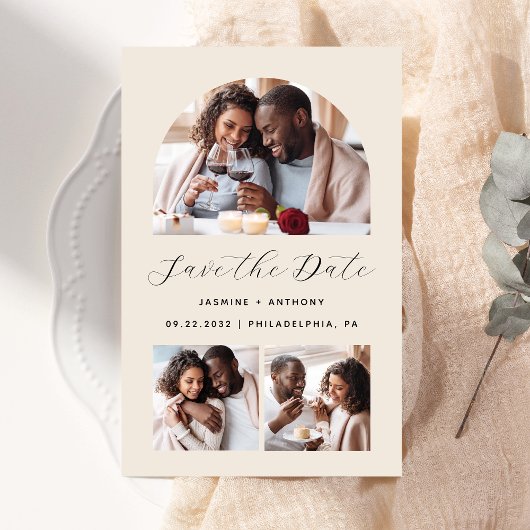 Budget Arch 3-Foto Beige Save the Date