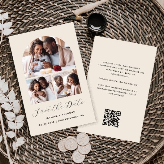 Budget Arch 3 Foto Collage Beige Save the Date