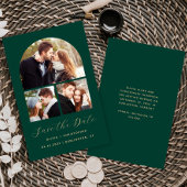 Budget Arch 3-Foto Collage Green Save the Date
