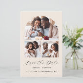 Budget Arch 4-Foto Collage Beige Save the Date (Stehend Vorderseite)