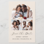 Budget Arch 4-Foto Collage Beige Save the Date (Vorderseite)