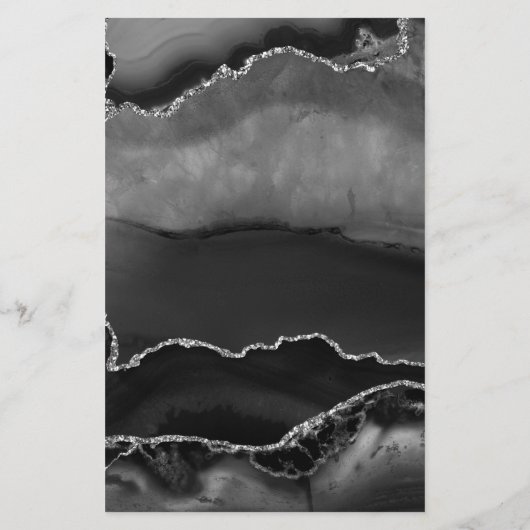 Budget Arch Black Silver Agate Einladung Hochzeit (Rückseite)