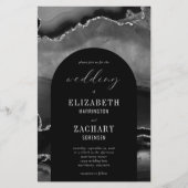 Budget Arch Black Silver Agate Einladung Hochzeit (Vorderseite)