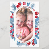Budget Arch Blue Holly Berries Foto Holiday Card (Vorderseite)