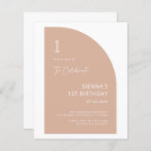 Budget Arch Blush Pink 1. Geburtstag Einladung (Vorne/Hinten)
