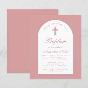 Budget Arch Dusty Rose Mädchen Tauf Einladung