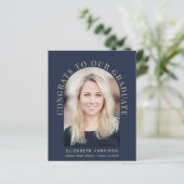 Budget Arch Foto Blue Graduation Party Einladung (Stehend Vorderseite)