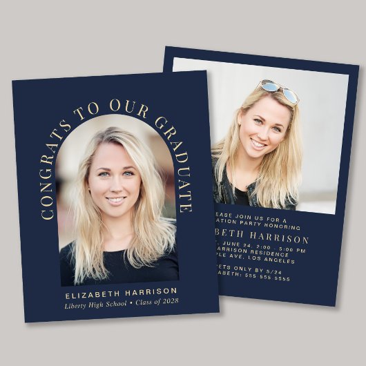 Budget Arch Foto Blue Graduation Party Einladung