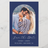 Budget Arch Foto QR Code Navy Blue Save the Date (Vorderseite)
