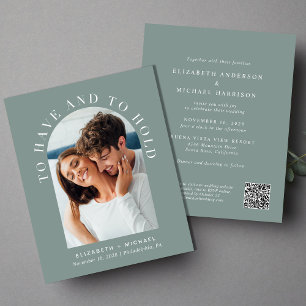Budget Arch Foto QR Sage Hochzeit Einladung