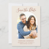 Budget Arch Foto Wedding Monogram Save the Date Ankündigung (Vorderseite)