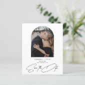 Budget arch photo modern wedding save the date (Stehend Vorderseite)