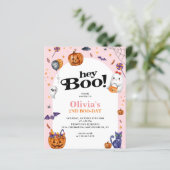 BUDGET Arch Pink Hey Boo Halloween Kindergeburtsta (Stehend Vorderseite)