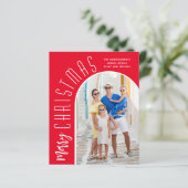 Budget Arched Frohe Weihnachten Red Foto Cards (Stehend Vorderseite)