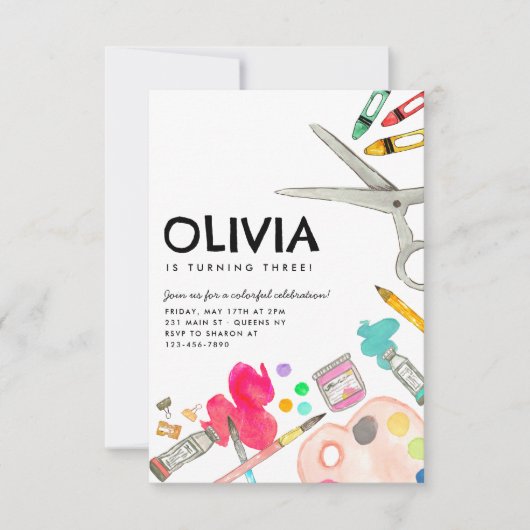 Budget Art Artist Paint Party Malerei Geburtstag Mitteilungskarte (Vorderseite)