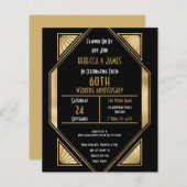 Budget Art Deco 60. Hochzeitstag Einladung (Vorne/Hinten)