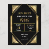 Budget Art Deco Gold Black QR Einladung zur Hochze (Vorderseite)